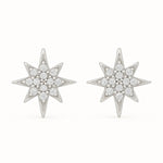 Damen-Ohrstecker aus 925 Sterling Silber in Sternform mit funkelnden Zirkonia-Steinen, elegant und modern designt.