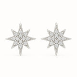 Damen-Ohrstecker aus 925 Sterling Silber in Sternform mit funkelnden Zirkonia-Steinen, elegant und modern designt.