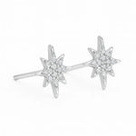 Elegante Damen-Ohrstecker aus 925 Sterling Silber in funkelnder Sternform mit glitzernden Zirkonia-Steinen, edel poliert und modern gestaltet.