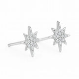 Elegante Damen-Ohrstecker aus 925 Sterling Silber in funkelnder Sternform mit glitzernden Zirkonia-Steinen, edel poliert und modern gestaltet.