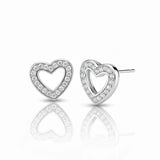 Zarte Herz-Ohrstecker aus glänzendem 925 Sterling Silber, besetzt mit funkelnden Zirkonia-Steinen in offenem Herzdesign – eleganter Schmuck für Damen.