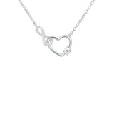 Feine Damen Halskette aus 925 Sterling Silber mit offenem Herz, Infinity-Symbol und funkelndem Zirkonia-Stein – romantische Symbolkette für ewige Liebe.
