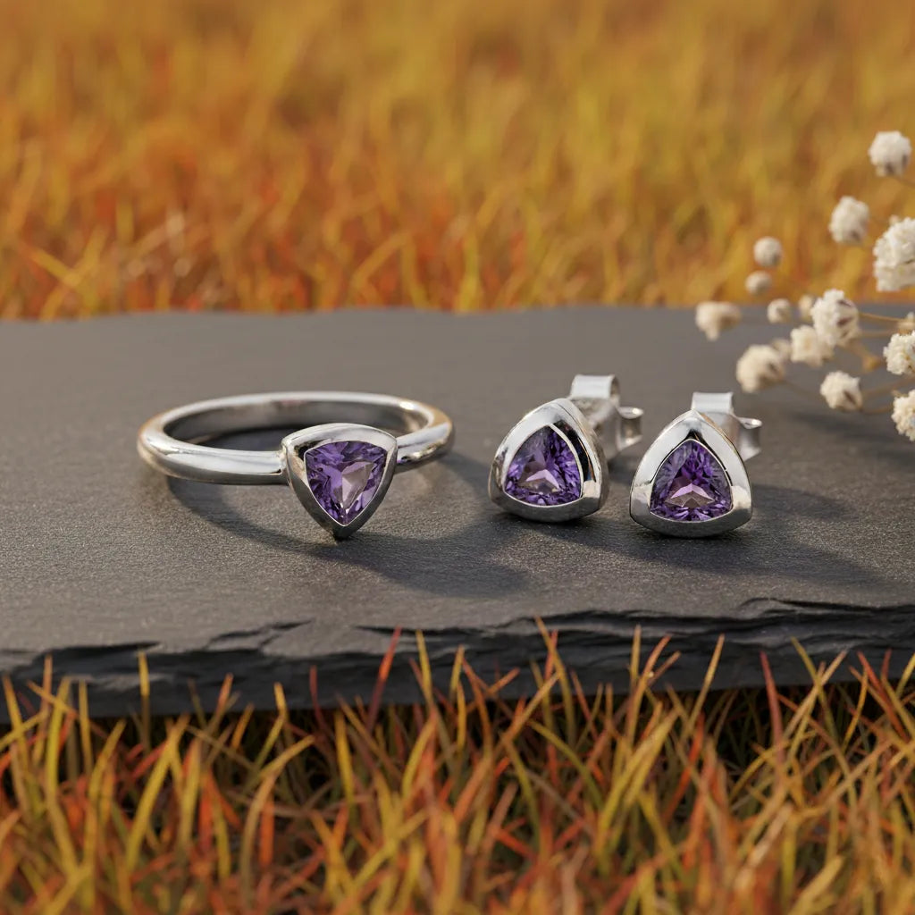 Amethystfarbenes Schmuckset