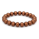 Braunes Perlenarmband aus glänzenden, runden Kugelperlen auf elastischem Band.