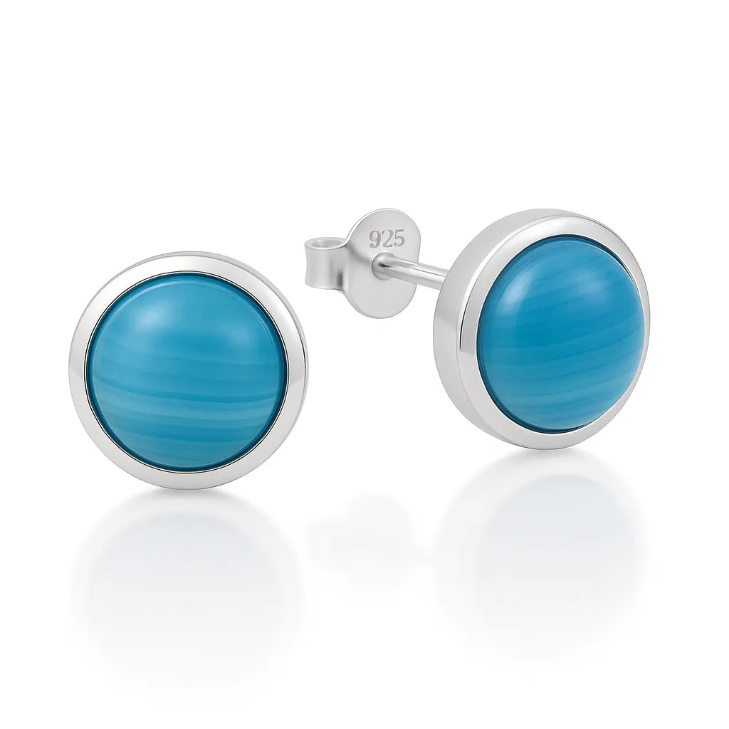 Elegante Damenohrstecker aus 925er Sterlingsilber mit rundem Achat Edelstein.