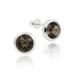 Elegante Damenohrstecker aus 925er Sterlingsilber mit rundem Rauchquarz Edelstein.