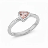 Damenring aus 925er Sterlingsilber mit Rosenquarz in Triangleform