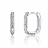 Elegante rechteckige Klappcreolen aus 925er Sterlingsilber mit funkelnden Zirkonia-Steinen – glänzende Silberohrringe für Damen, stilvoll und edel, perfekt für Alltag und besondere Anlässe.