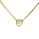 Vergoldete Damenhalskette aus 925 Sterling Silber mit zarter Kette und einem eingefassten, funkelnden Herz-Solitärstein als Anhänger, ideal für romantische Frauen.
