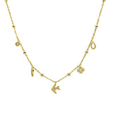 Vergoldete 925 Silberkette mit funkelnden Symbolanhängern – verspielte Damenkette, perfekt für Alltag, Büro und als liebevolle Geschenkidee.