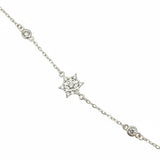 Zartes Damenarmband aus 925 Sterling Silber mit funkelndem Stern-Anhänger und kleinen Zirkonia-Steinen auf filigraner Silberkette.
