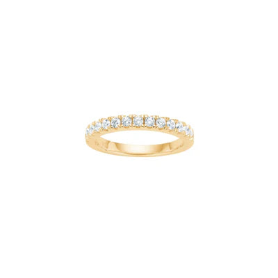 Eleganter Damenring aus 925 Sterling Silber und vergoldeter Variante mit fein gefassten, funkelnden Zirkonia-Steinen in schlankem Design für stilbewusste Frauen.