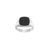 Herrenring aus hochwertigem Edelstahl mit rechteckigem schwarzem Achat, wahlweise silberfarben oder goldfarben, modern und maskulin gestaltet für stilbewusste Männer.