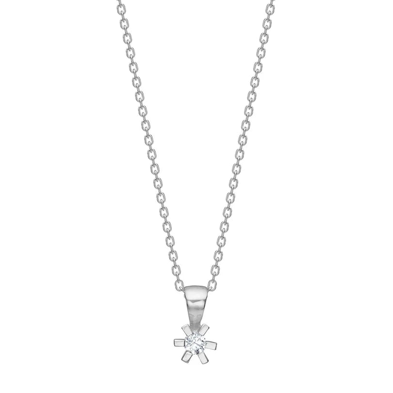 Diese filigrane Damen-Halskette aus 925 Sterling Silber mit funkelndem Zirkonia-Anhänger überzeugt durch ihr minimalistisches Design und eignet sich ideal für stilbewusste Frauen.