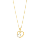 Feine Damen-Halskette aus 925 Sterling Silber mit Doppelherz-Anhänger und funkelnden Zirkonia, wahlweise vergoldet, ideal als Geschenk für Frauen.