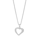 Auf dem Produktbild ist eine feine Damen Halskette aus 925 Sterling Silber mit offenem Herzanhänger und dezent gedrehter Struktur für stilvolle Schmuckliebhaberinnen zu sehen.