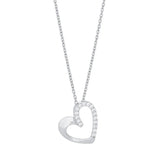 Feine Damen-Halskette aus 925 Sterling Silber mit teilweise Zirkonia-besetztem Herzanhänger in modern geschwungener Form, ideal für stilbewusste Frauen.