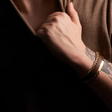 Armband - SON - Edelstahl - Panzerkette poliert 7mm mit Gravurplatte