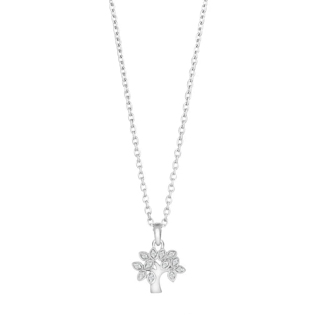 Filigrane Damenkette mit kleinem Lebensbaum-Anhänger aus 925 Sterling Silber, verziert mit feinen Details, ideal für stilbewusste Frauen.