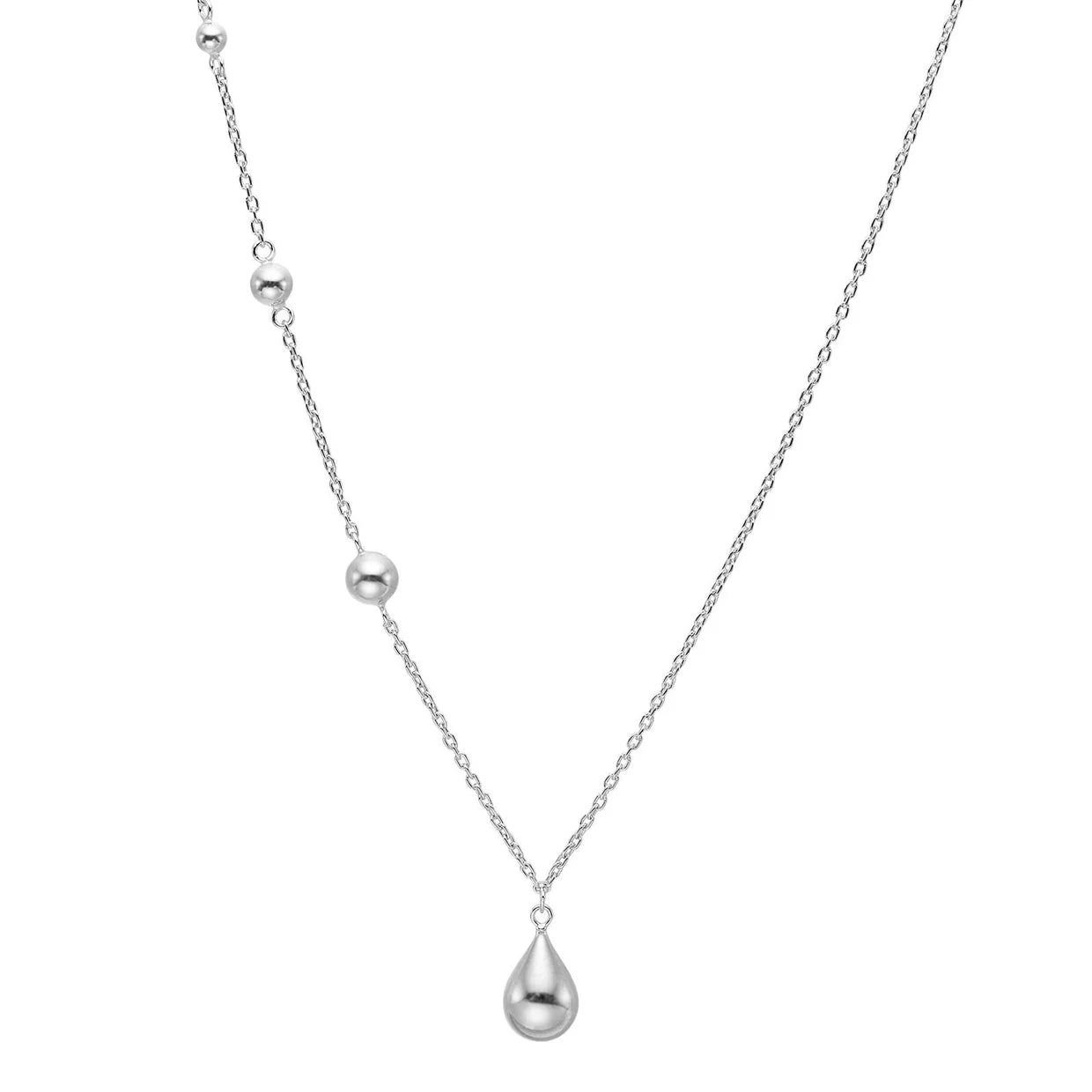 Filigrane Damenhalskette aus 925 Sterling Silber bzw. vergoldetem Silber mit tropfenförmigem Anhänger und dezenten Kugel-Details, ideal für stilbewusste Frauen im Alltag und zu besonderen Anlässen.