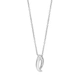 Die Abbildung zeigt eine zarte Damen-Halskette aus 925 Sterling Silber mit geschwungenem Tropfenanhänger, der teilweise mit Zirkonia besetzt ist und sich an stilbewusste Frauen richtet.