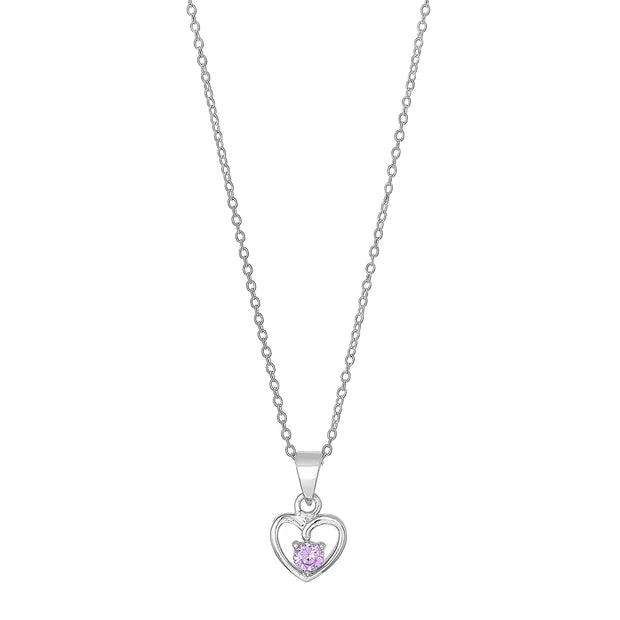 Diese Kinder Halskette aus 925 Sterling Silber zeigt einen filigranen Herzanhänger mit rosa Zirkonia und eignet sich ideal als zarter Schmuck für Mädchen.