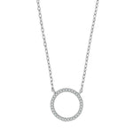 Feine Damen-Halskette aus 925 Sterling Silber, optional vergoldet, mit rundem Zirkonia-Kreisanhänger im minimalistischen Design für stilbewusste Frauen.