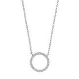 Feine Damen-Halskette aus 925 Sterling Silber, optional vergoldet, mit rundem Zirkonia-Kreisanhänger im minimalistischen Design für stilbewusste Frauen.
