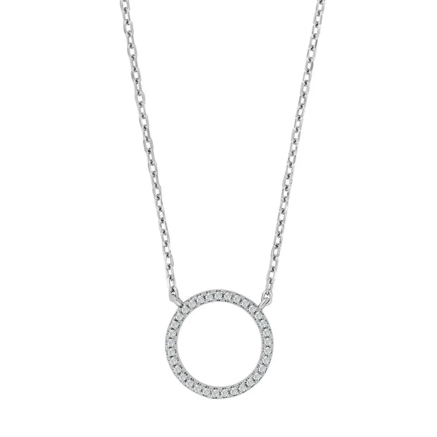 Feine Damen-Halskette aus 925 Sterling Silber, optional vergoldet, mit rundem Zirkonia-Kreisanhänger im minimalistischen Design für stilbewusste Frauen.