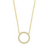 Feine Damen-Halskette aus 925 Sterling Silber, optional vergoldet, mit rundem Zirkonia-Kreisanhänger im minimalistischen Design für stilbewusste Frauen.