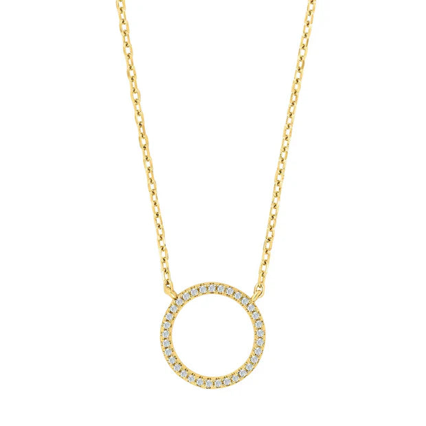 Feine Damen-Halskette aus 925 Sterling Silber, optional vergoldet, mit rundem Zirkonia-Kreisanhänger im minimalistischen Design für stilbewusste Frauen.