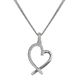 Diese Damen-Halskette aus 925 Sterling Silber zeigt einen offenen Herzanhänger mit funkelnden Zirkonia-Steinen und ist als romantisches Schmuckstück für Frauen gestaltet.
