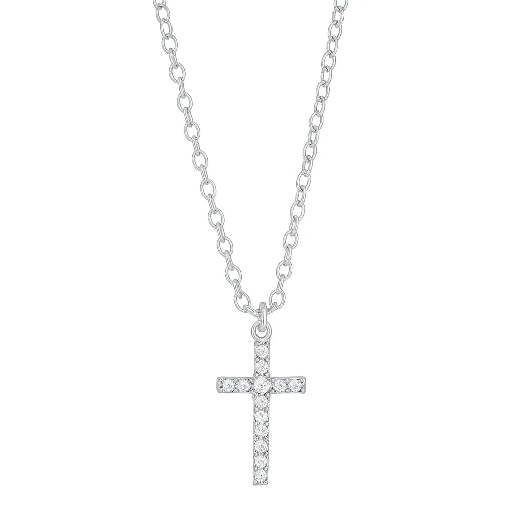 Diese feine Damen-Halskette aus 925 Sterling Silber, wahlweise vergoldet oder in Silber, besitzt einen funkelnden Zirkonia-Kreuzanhänger und richtet sich an stilbewusste Frauen und Mädchen.