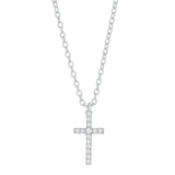 Diese feine Damen-Halskette aus 925 Sterling Silber, wahlweise vergoldet oder in Silber, besitzt einen funkelnden Zirkonia-Kreuzanhänger und richtet sich an stilbewusste Frauen und Mädchen.