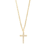 Diese feine Damen-Halskette aus 925 Sterling Silber, wahlweise vergoldet oder in Silber, besitzt einen funkelnden Zirkonia-Kreuzanhänger und richtet sich an stilbewusste Frauen und Mädchen.
