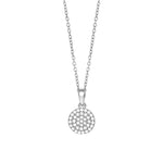 Runde Halskette aus 925 Sterling Silber mit pavé-gefasstem Zirkonia-Anhänger, wahlweise vergoldet, für stilbewusste Damen als elegantes Alltags- und Geschenkschmuckstück.