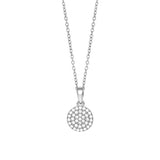 Runde Halskette aus 925 Sterling Silber mit pavé-gefasstem Zirkonia-Anhänger, wahlweise vergoldet, für stilbewusste Damen als elegantes Alltags- und Geschenkschmuckstück.