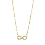 Die Abbildung zeigt eine zarte Damen-Halskette aus 925 Sterling Silber bzw. silbervergoldet mit funkelndem Infinity-Anhänger aus Zirkonia, ideal für modebewusste Frauen und romantische Anlässe.
