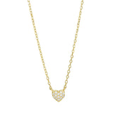 Das Produktbild zeigt eine filigrane Damen-Halskette aus 925 Sterling Silber, wahlweise vergoldet, mit einem funkelnd pavébesetzten Herzanhänger als elegantes Schmuckstück und romantische Geschenkidee.