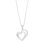 Elegante Damen-Halskette mit Doppelherz-Anhänger aus Silber oder vergoldetem Silber, verziert mit funkelnden Steinen, ideal als Geschenk für stilbewusste Frauen.