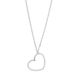 Elegante Damen-Halskette mit offenem Herzanhänger aus Silber oder vergoldetem Silber, verziert mit funkelnden Zirkonia, ideal als Geschenk für Frauen.