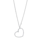 Elegante Damen-Halskette mit offenem Herzanhänger aus Silber oder vergoldetem Silber, verziert mit funkelnden Zirkonia, ideal als Geschenk für Frauen.