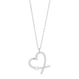 Diese Damen-Halskette aus 925 Sterling Silber zeigt einen modern geschwungenen Herzanhänger mit funkelndem Zirkonia und ist ideal für stilbewusste Frauen.