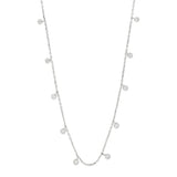 Diese feine Damen-Halskette aus 925 Sterling Silber, wahlweise vergoldet oder in Silber, ist mit mehreren rund gefassten Zirkonia-Anhängern besetzt und richtet sich an stilbewusste Frauen, die dezenten Glitzerschmuck lieben.