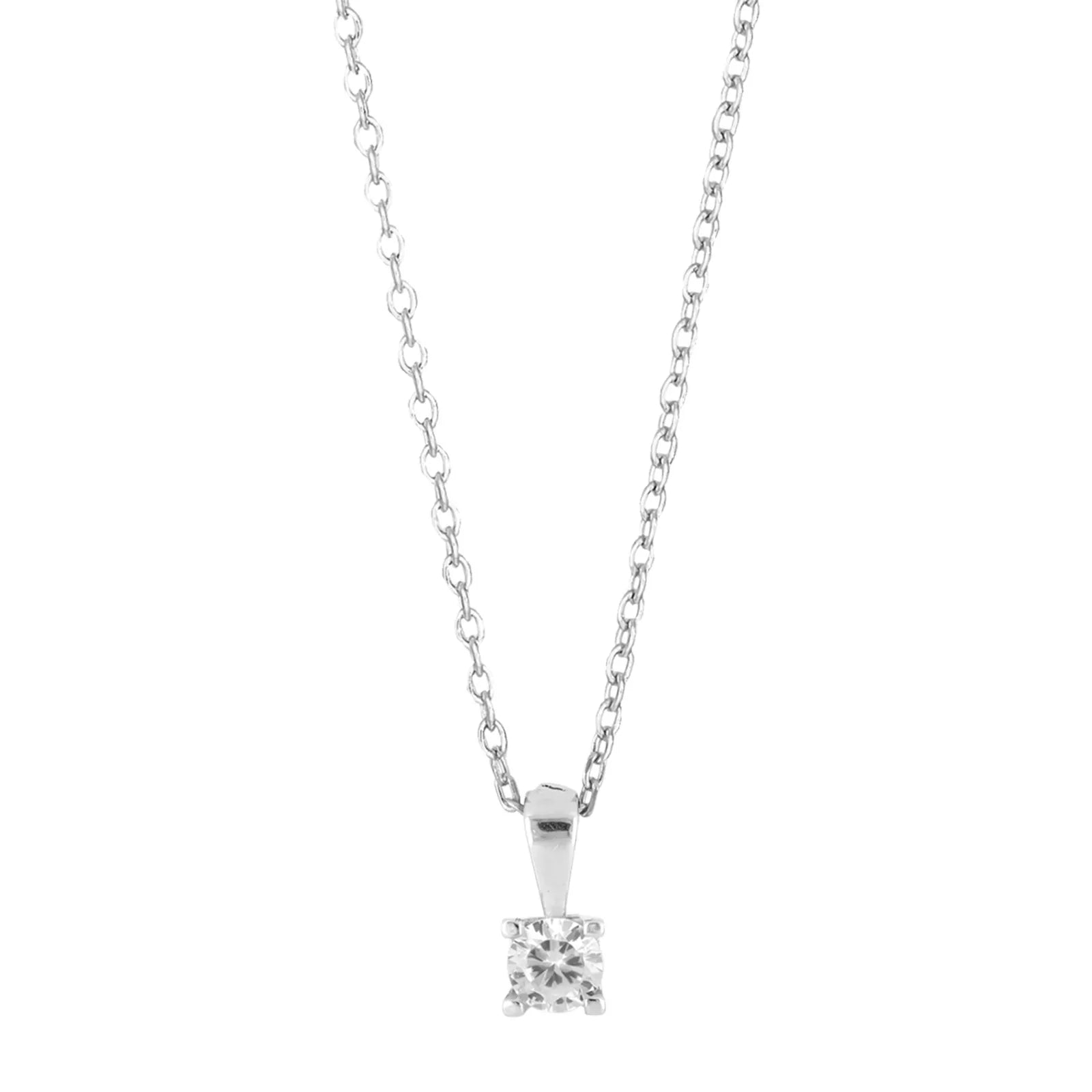 Diese feine Damenhalskette aus 925 Sterling Silber, wahlweise rhodiniert, gelb- oder rosévergoldet, mit einem rund geschliffenen Zirkonia-Solitär im Krappenanhänger richtet sich an stilbewusste Frauen, die eine zeitlose Kette für Alltag und besondere Anlässe suchen.