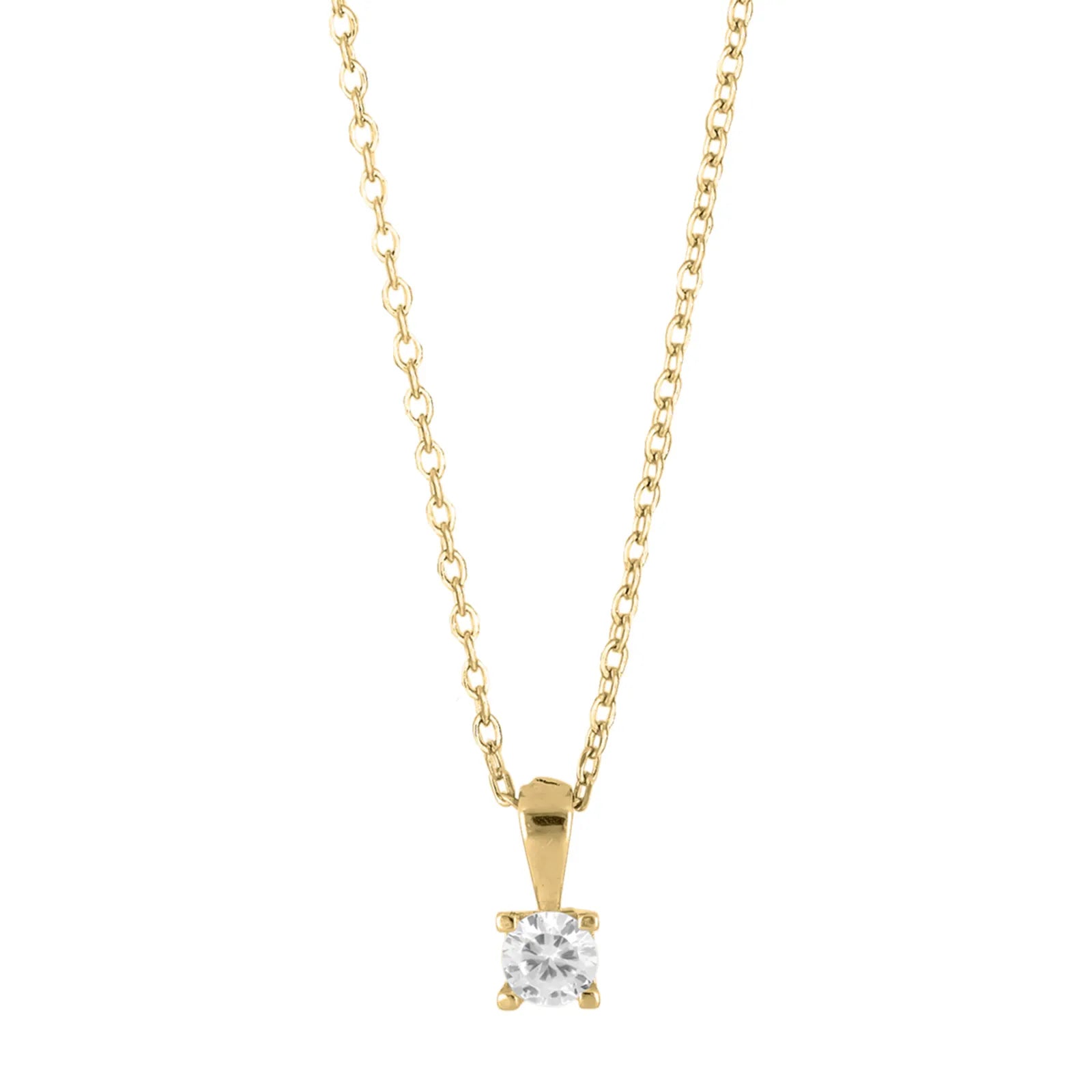 Diese feine Damenhalskette aus 925 Sterling Silber, wahlweise rhodiniert, gelb- oder rosévergoldet, mit einem rund geschliffenen Zirkonia-Solitär im Krappenanhänger richtet sich an stilbewusste Frauen, die eine zeitlose Kette für Alltag und besondere Anlässe suchen.