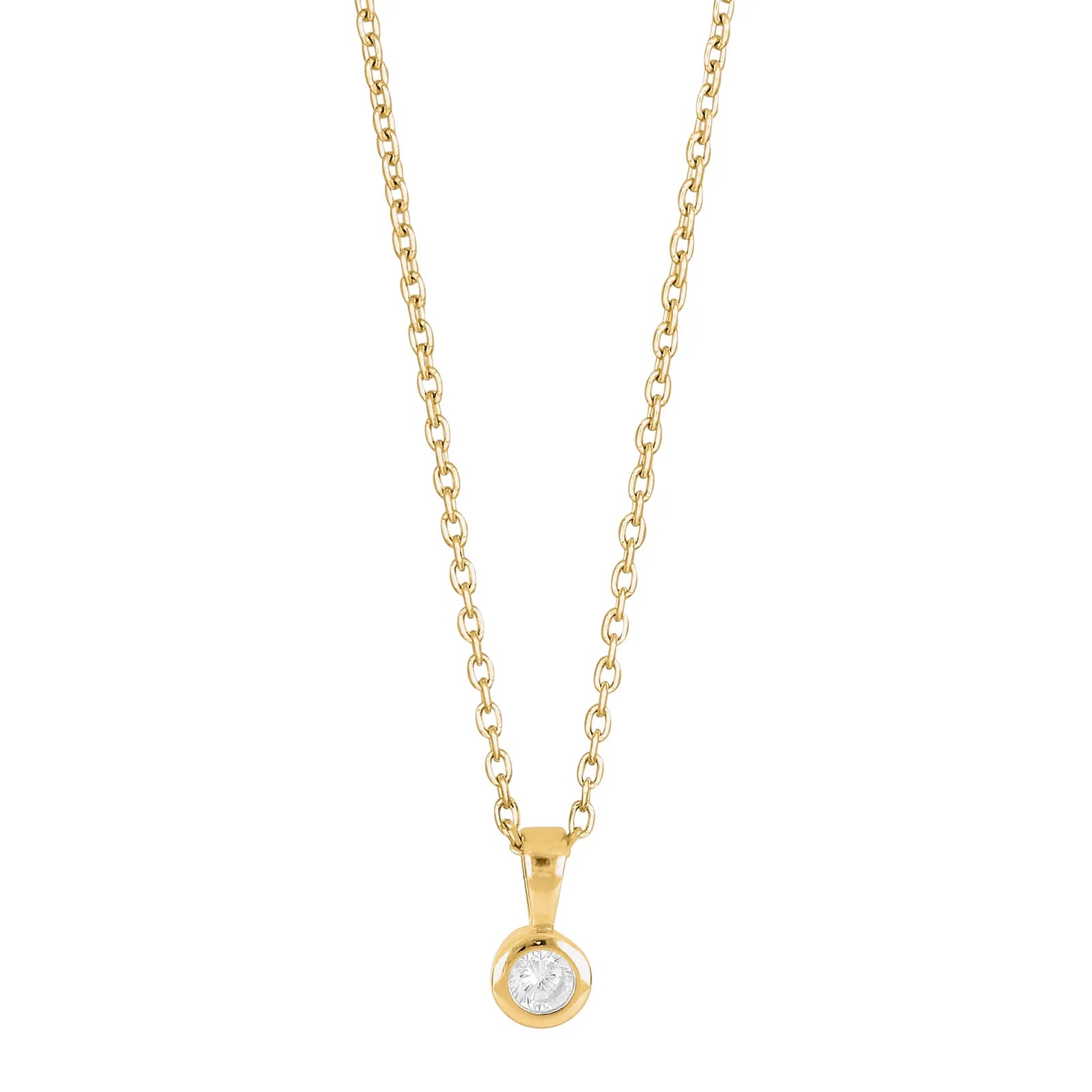 Diese zarte Damenhalskette aus 925 Sterling Silber, wahlweise rhodiniert, gelb- oder rosévergoldet, mit rund gefasstem Zirkonia-Solitär als Anhänger ist ideal für stilbewusste Frauen im Alltag und zu besonderen Anlässen.