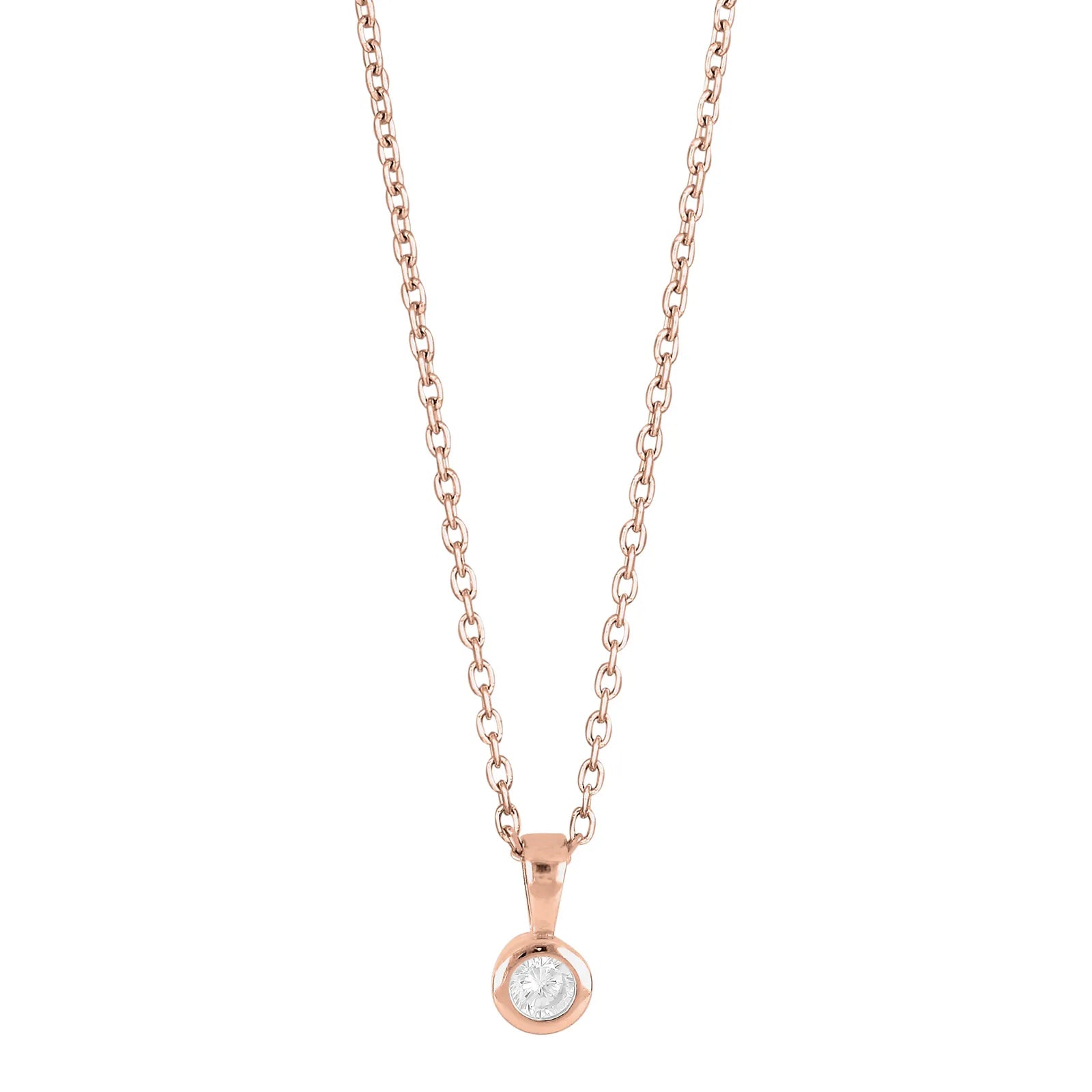 Diese zarte Damenhalskette aus 925 Sterling Silber, wahlweise rhodiniert, gelb- oder rosévergoldet, mit rund gefasstem Zirkonia-Solitär als Anhänger ist ideal für stilbewusste Frauen im Alltag und zu besonderen Anlässen.