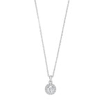 Zarte Halskette aus 925 Sterling Silber mit rundem Zirkonia-Anhänger im Halo-Design, ideal für Damen, die zeitlosen und eleganten Schmuck lieben.