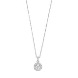 Zarte Halskette aus 925 Sterling Silber mit rundem Zirkonia-Anhänger im Halo-Design, ideal für Damen, die zeitlosen und eleganten Schmuck lieben.
